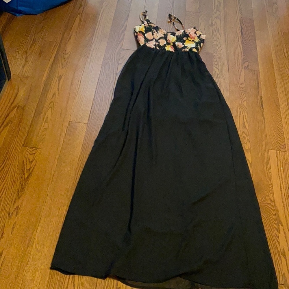 New look floral black sheer bottom sleeveless maxi  dress Sz S - Picture 12 of 14